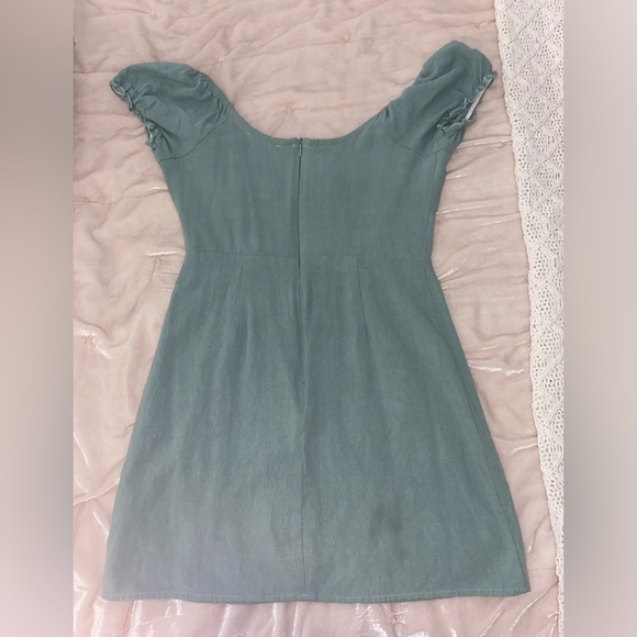 LA Hearts Sage Tie Front Linen Mini Dress 🌱🤍🌟🐢 - Picture 5 of 5